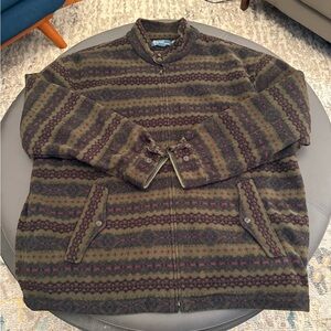 Polo Ralph Lauren Vintage Fair Isle Aztec Fleece Harrington Jacket 2XL Full Zip
